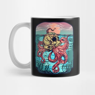 Sunrise Octopus Skull Mug